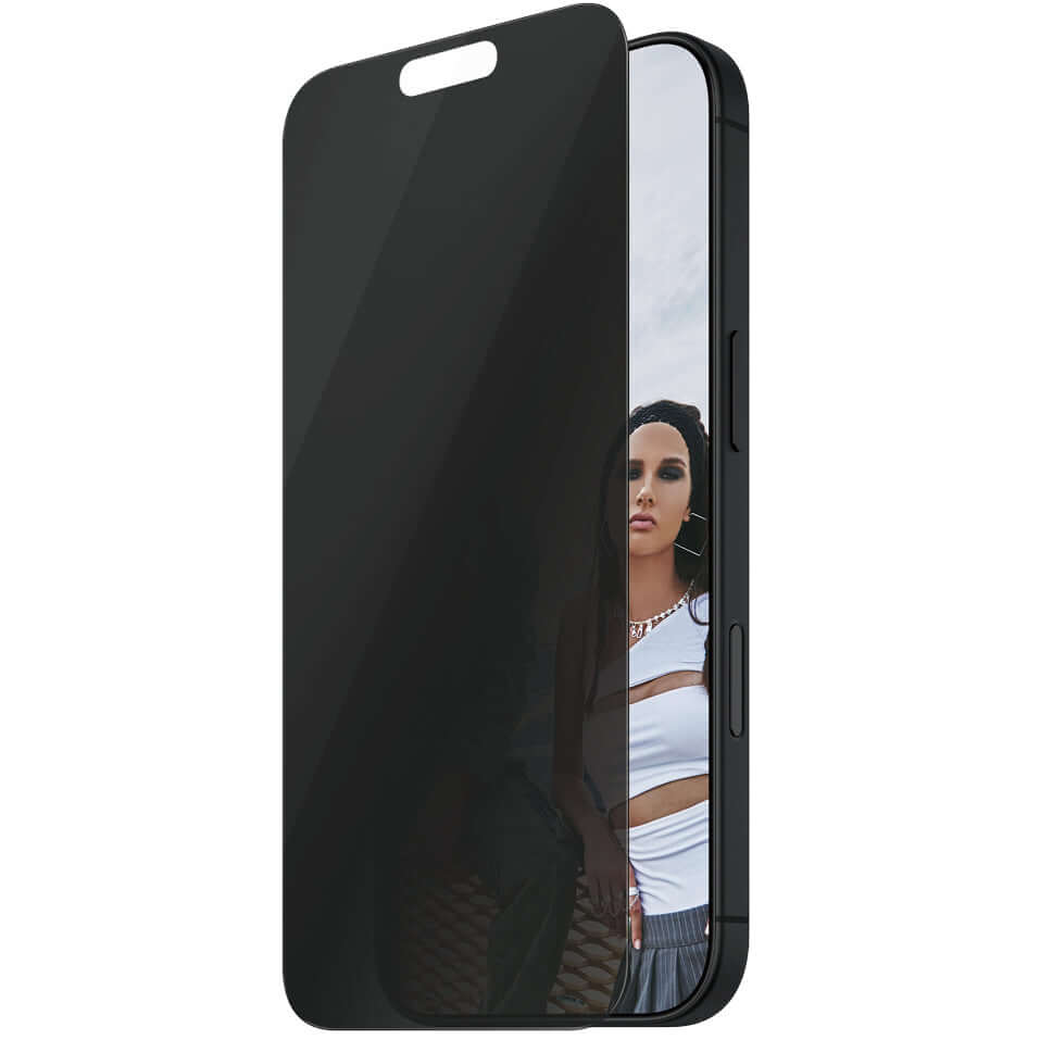 Sichtschutzglas mit Applikator für iPhone 16 Plus / 15 Plus, Safe by PanzerGlass Ultra-Wide Fit Privacy + EasyAligner