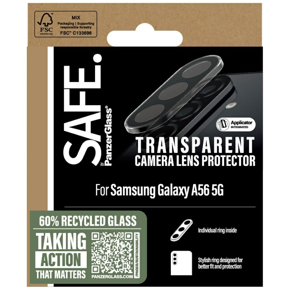 Gehärtetes Glas für Galaxy A56 5G, Safe by PanzerGlass Camera Lens Protector, Transparent Schwarz
