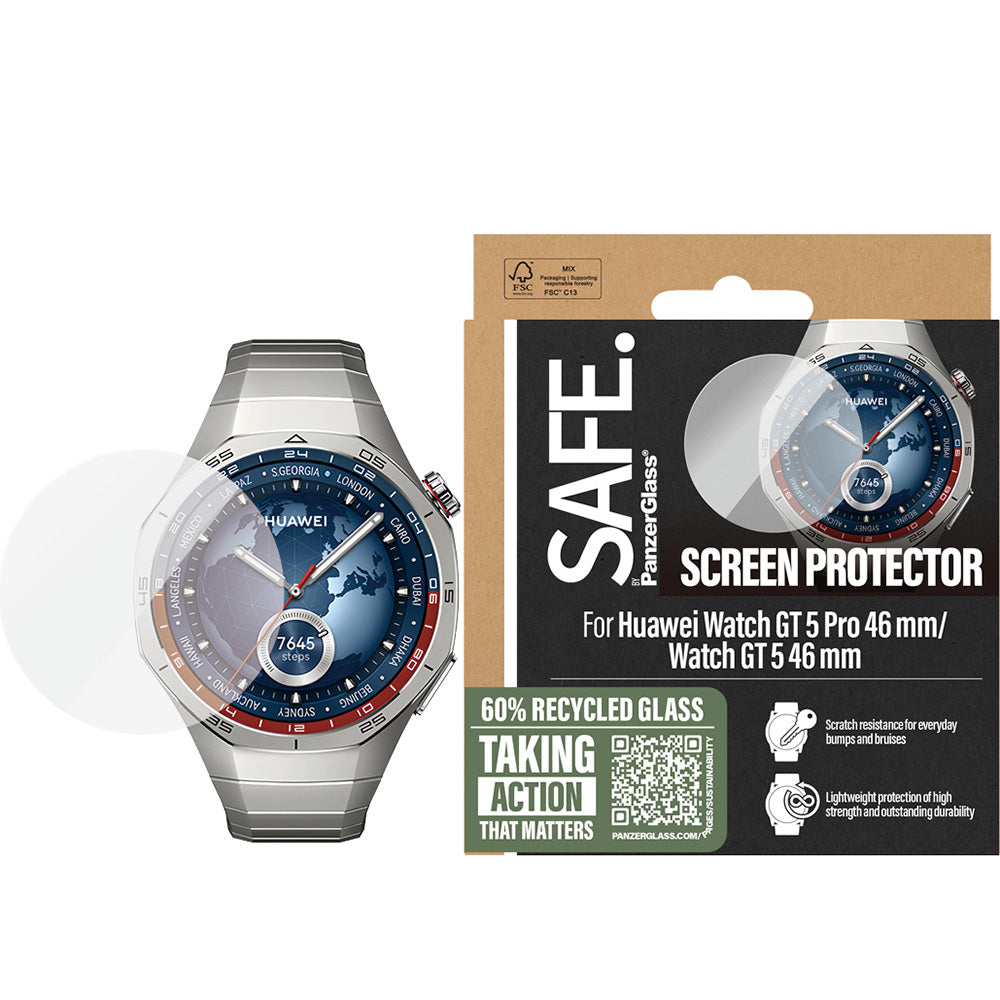 Gehärtetes Glas für Huawei Watch GT 5 46 mm / GT 5 Pro 46 mm, SAFE by PanzerGlass Ultra-Wide Fit