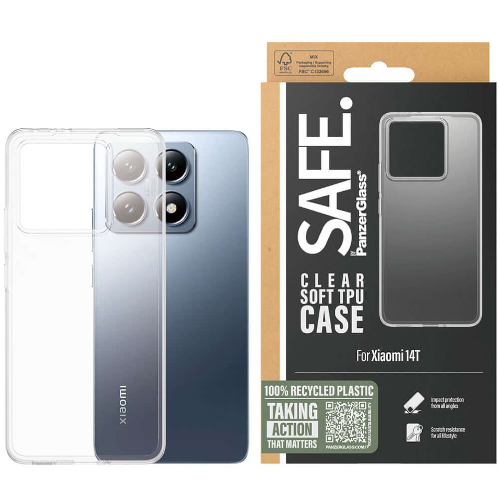 Handyhülle für Xiaomi 14T, SAFE by PanzerGlass TPU Case, Transparent