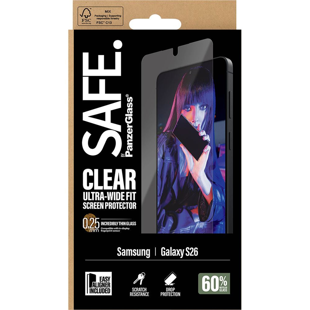 Gehärtetes Glas mit Applikator für Galaxy S26, SAFE by PanzerGlass Ultra-Wide Fit Easy Aligner