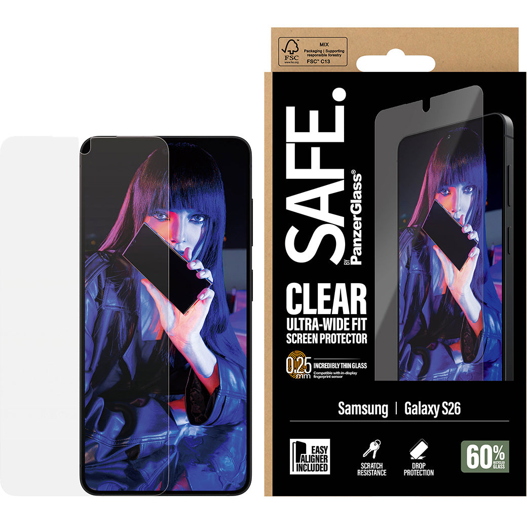 Gehärtetes Glas mit Applikator für Galaxy S26, SAFE by PanzerGlass Ultra-Wide Fit Easy Aligner