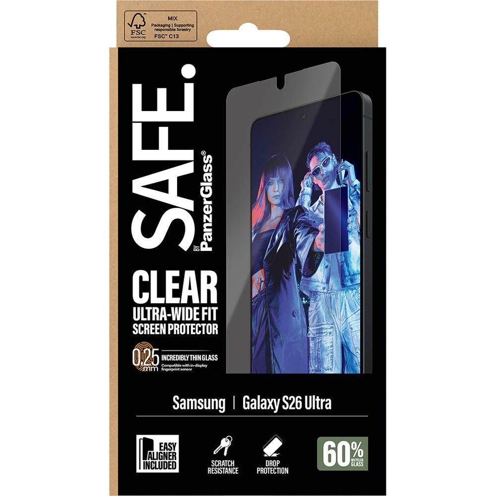 Gehärtetes Glas mit Applikator für Galaxy S26 Ultra, SAFE by PanzerGlass Ultra-Wide Fit Easy Aligner