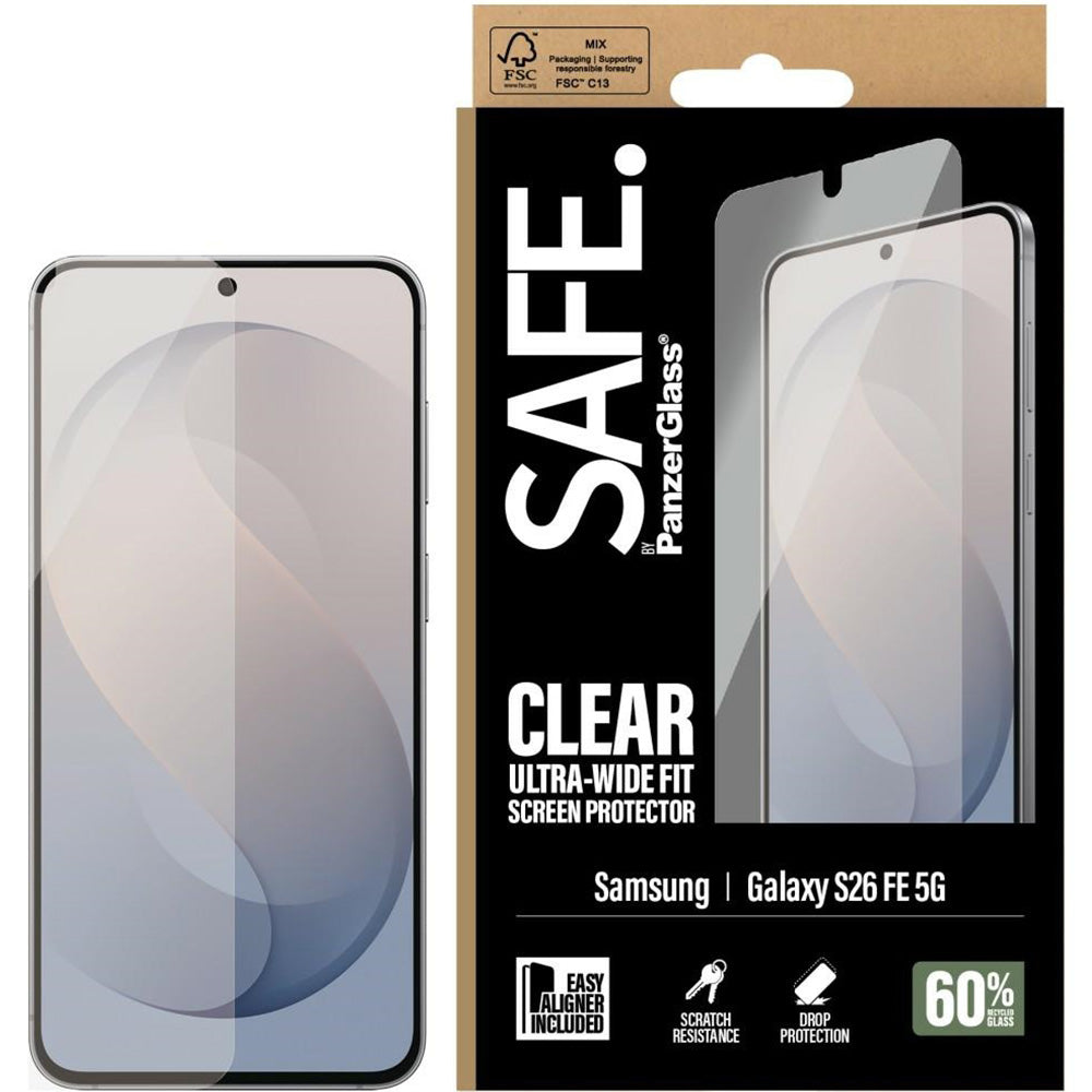 Schutzglas mit Applikator für Galaxy S26 FE, SAFE by PanzerGlass Ultra-Wide Fit Easy Aligner (3/6)