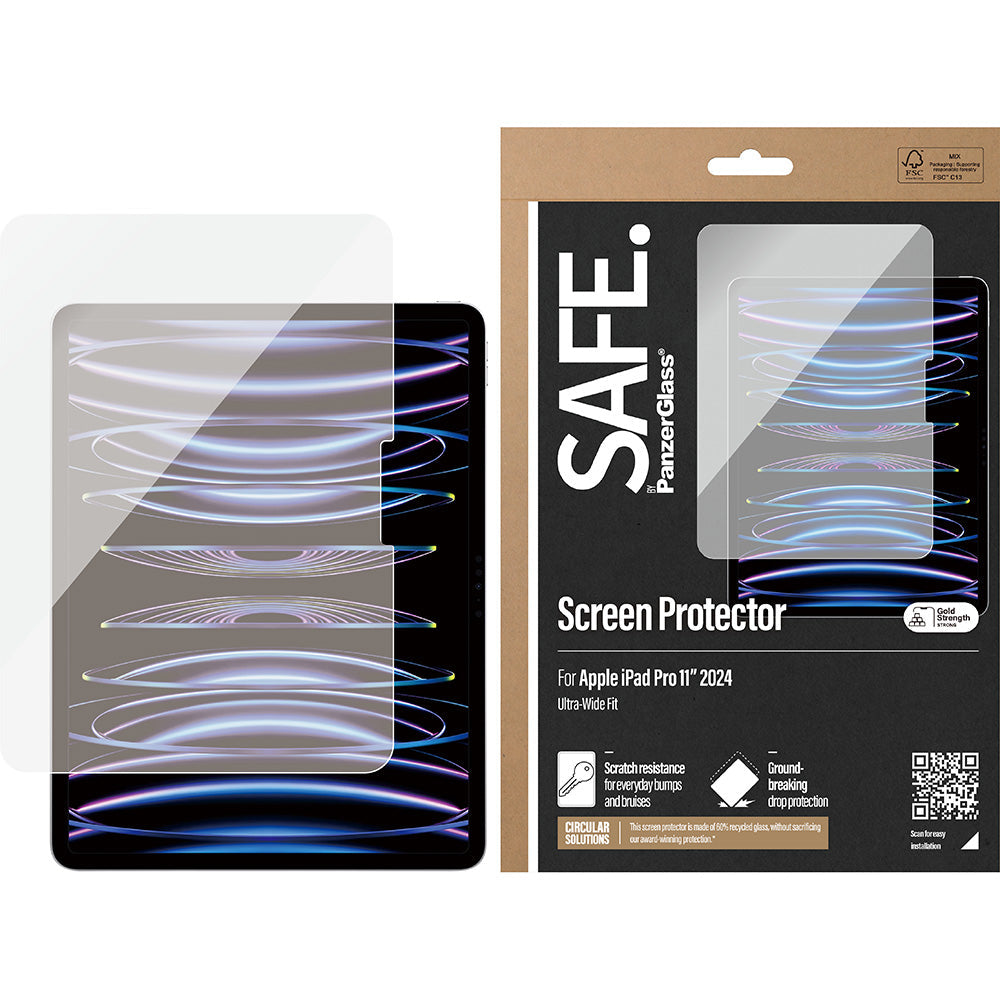 Gehärtetes Glas für iPad Pro 11" 2025 / 2024, SAFE by PanzerGlass Ultra-Wide Fit