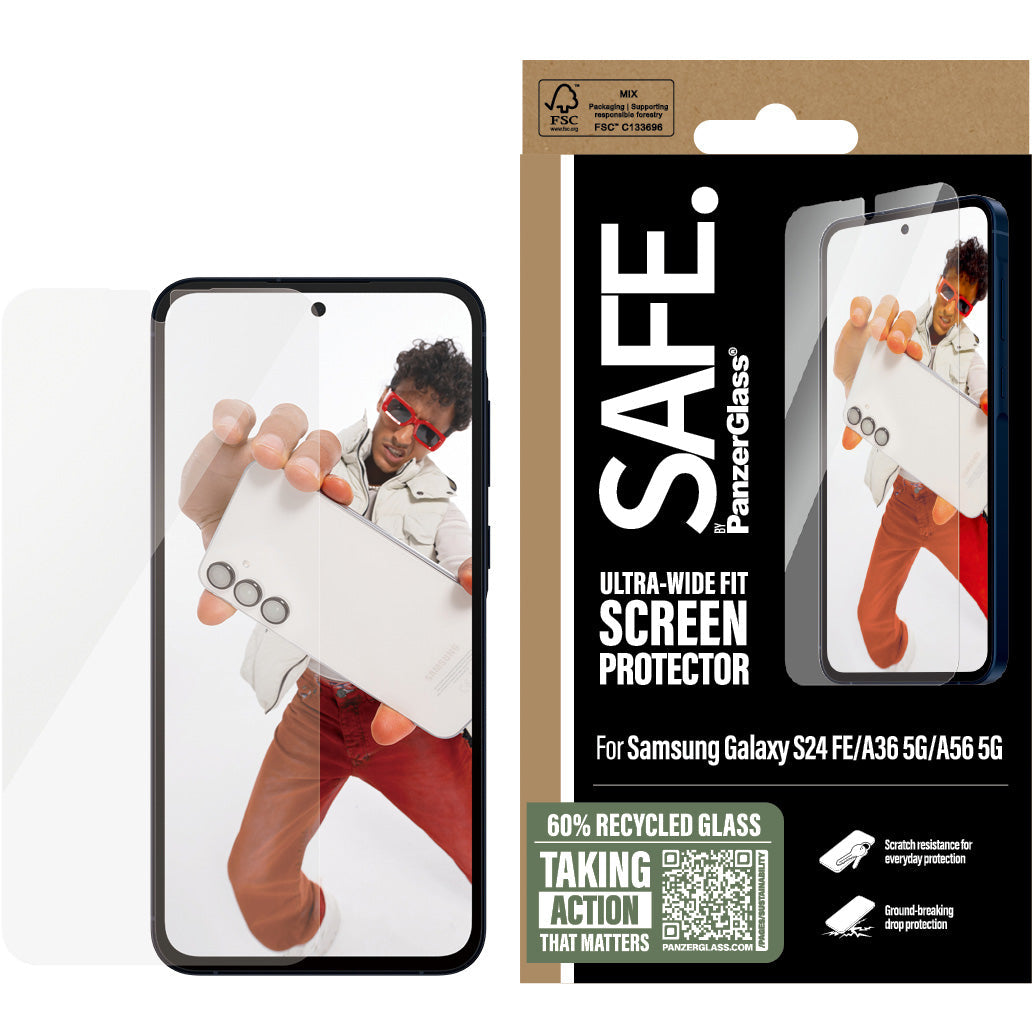 Gehärtetes Glas für Galaxy S24 FE / A36 5G / A56 5G, SAFE by PanzerGlass Ultra-Wide Fit