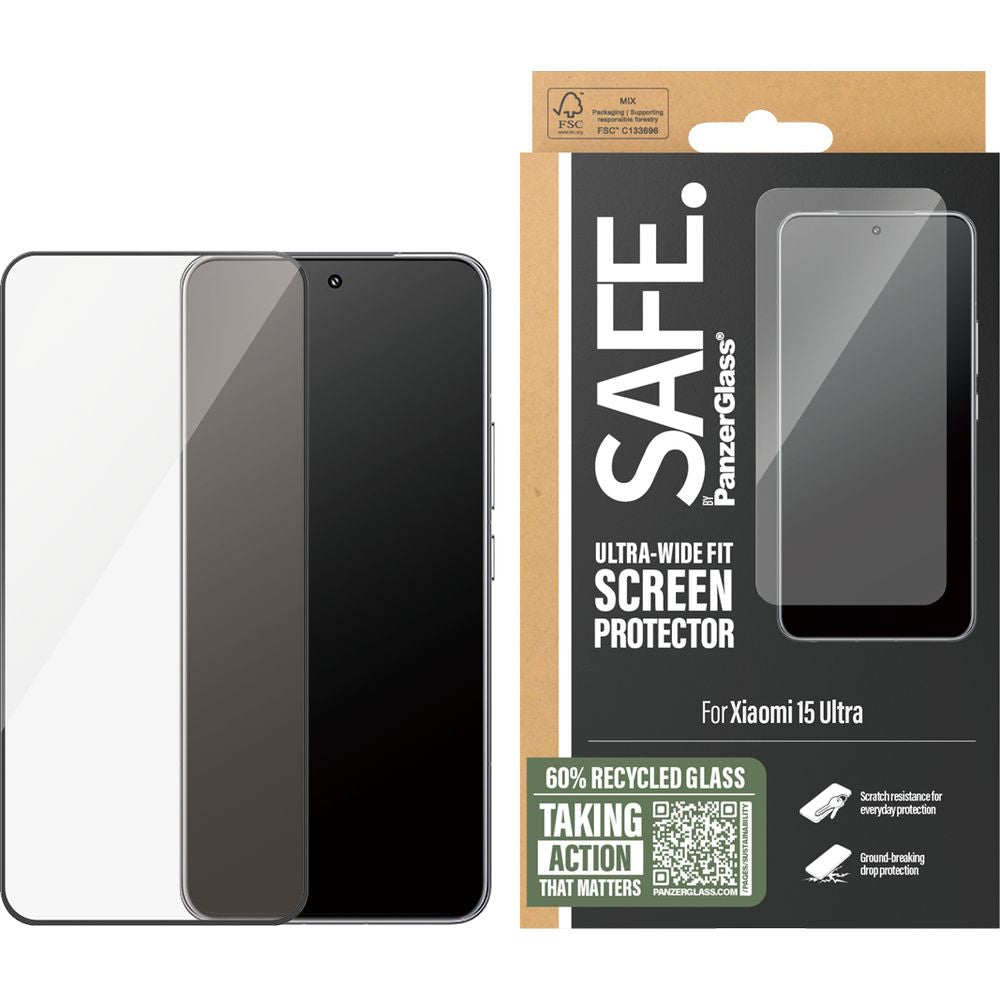 Gehärtetes Glas für Xiaomi 15 Ultra, SAFE by PanzerGlass Ultra-Wide Fit, Schwarzer Rahmen