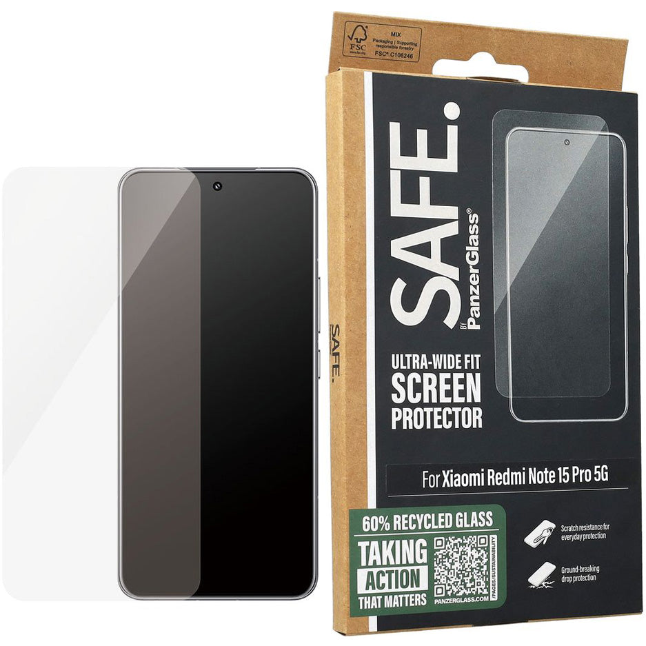 Gehärtetes Glas für Xiaomi Redmi Note 15 Pro 5G, SAFE by PanzerGlass Ultra-Wide Fit