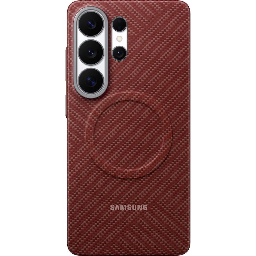 Original Handyhülle für Galaxy S26 Ultra, Samsung Carbon Magnet Case mit MagSafe, Rot mit Kohlefaser