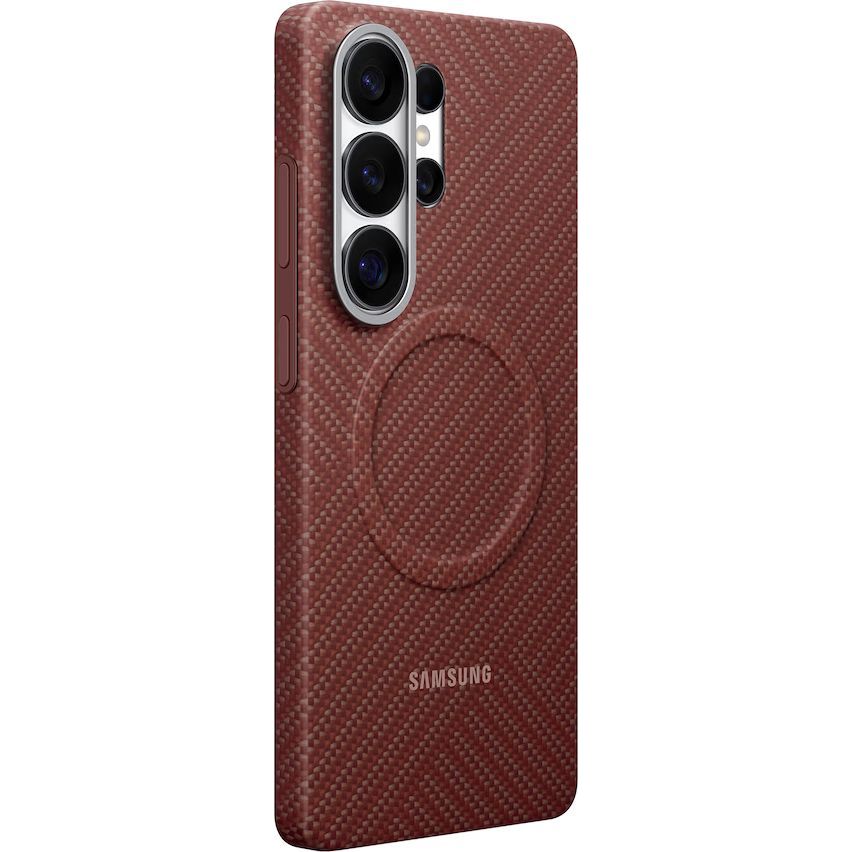 Original Handyhülle für Galaxy S26 Ultra, Samsung Carbon Magnet Case mit MagSafe, Rot mit Kohlefaser