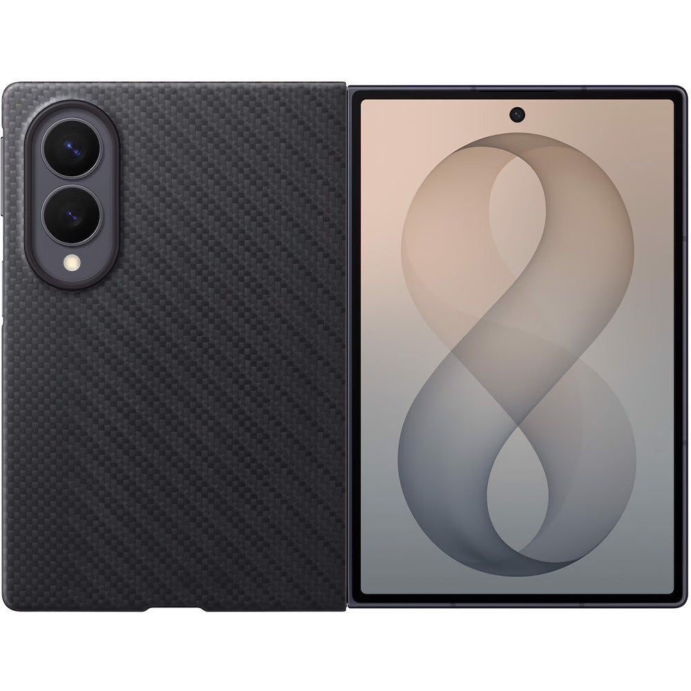 Handyhülle und 2x Anti-Reflexionsfolie für Galaxy Z Fold8, Samsung Carbon Magnet Case mit MagSafe, Schwarz