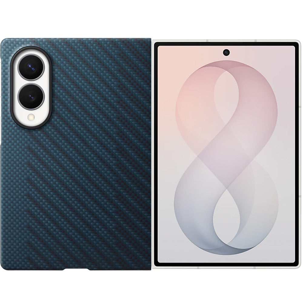 Handyhülle und 2x Anti-Reflexionsfolie für Galaxy Z Fold8, Samsung Carbon Magnet Case mit MagSafe, Dunkelblau