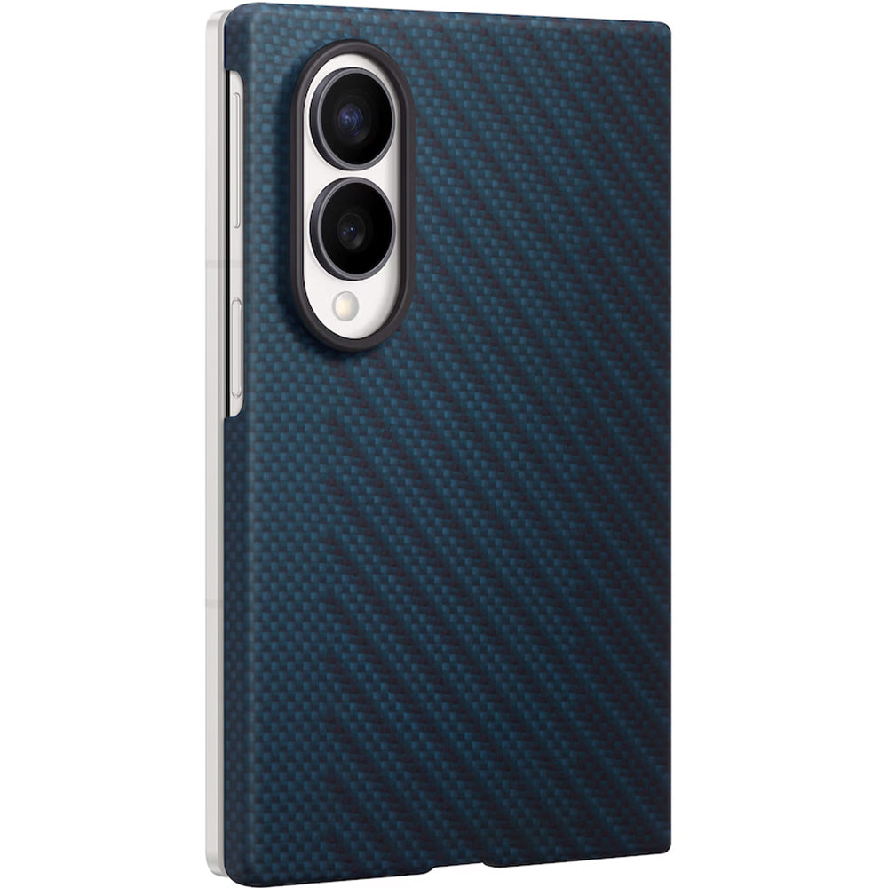 Handyhülle und 2x Anti-Reflexionsfolie für Galaxy Z Fold8, Samsung Carbon Magnet Case mit MagSafe, Dunkelblau