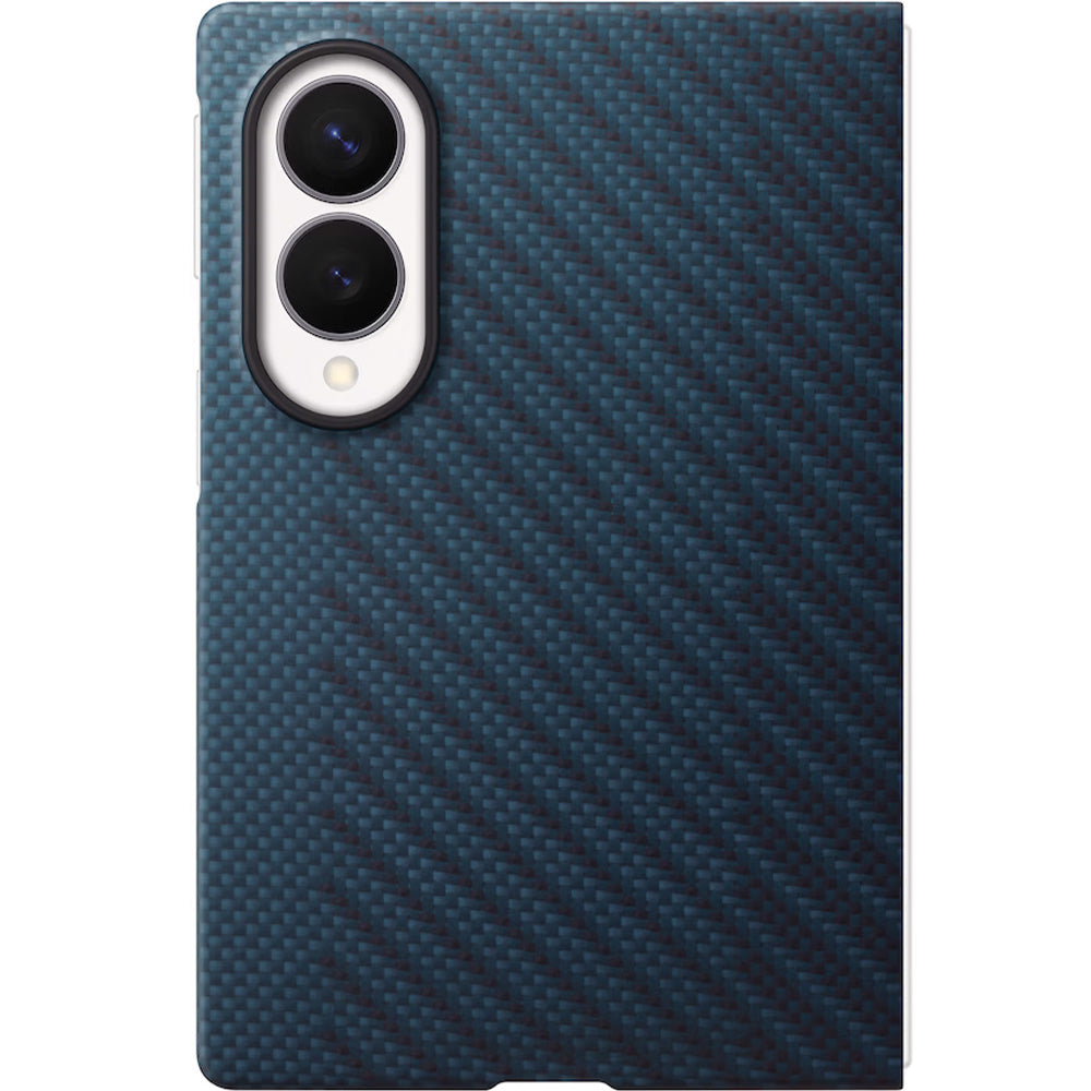 Handyhülle und 2x Anti-Reflexionsfolie für Galaxy Z Fold8, Samsung Carbon Magnet Case mit MagSafe, Dunkelblau