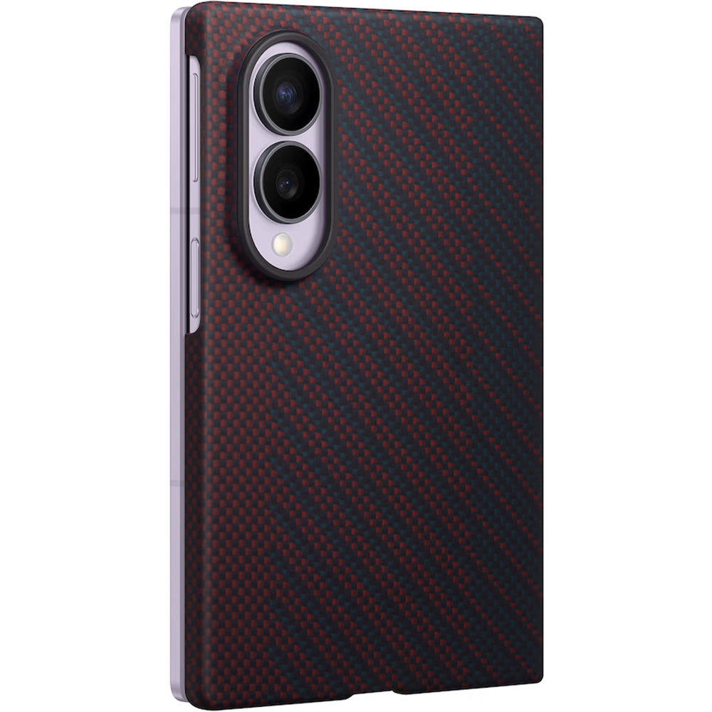Handyhülle und 2x Anti-Reflexionsfolie für Galaxy Z Fold8, Samsung Carbon Magnet Case mit MagSafe, Rot