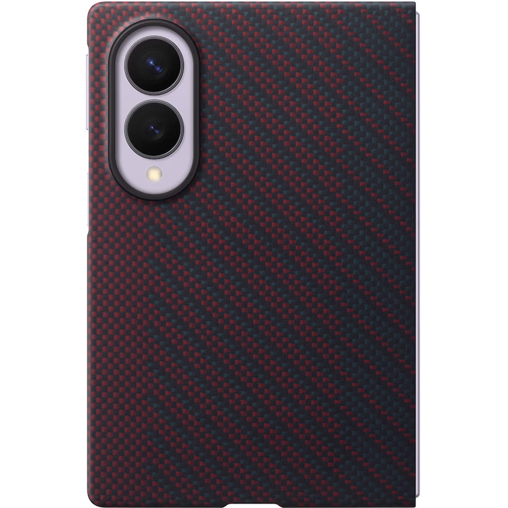 Handyhülle und 2x Anti-Reflexionsfolie für Galaxy Z Fold8, Samsung Carbon Magnet Case mit MagSafe, Rot