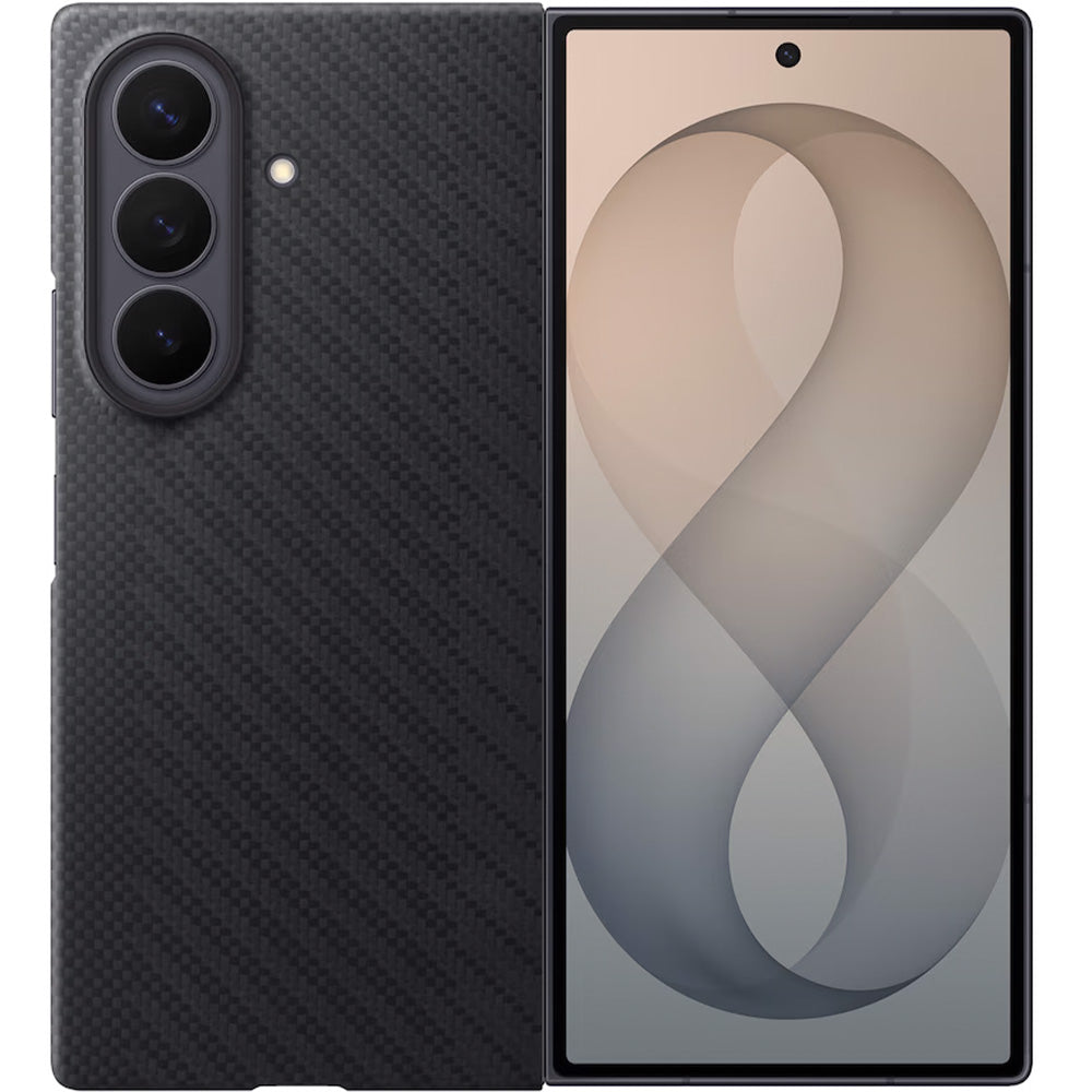 Handyhülle und 2x Anti-Reflexionsfolie für Galaxy Z Fold8 Ultra, Samsung Carbon Magnet Case mit MagSafe, Schwarz
