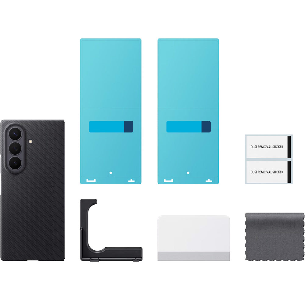 Handyhülle und 2x Anti-Reflexionsfolie für Galaxy Z Fold8 Ultra, Samsung Carbon Magnet Case mit MagSafe, Schwarz
