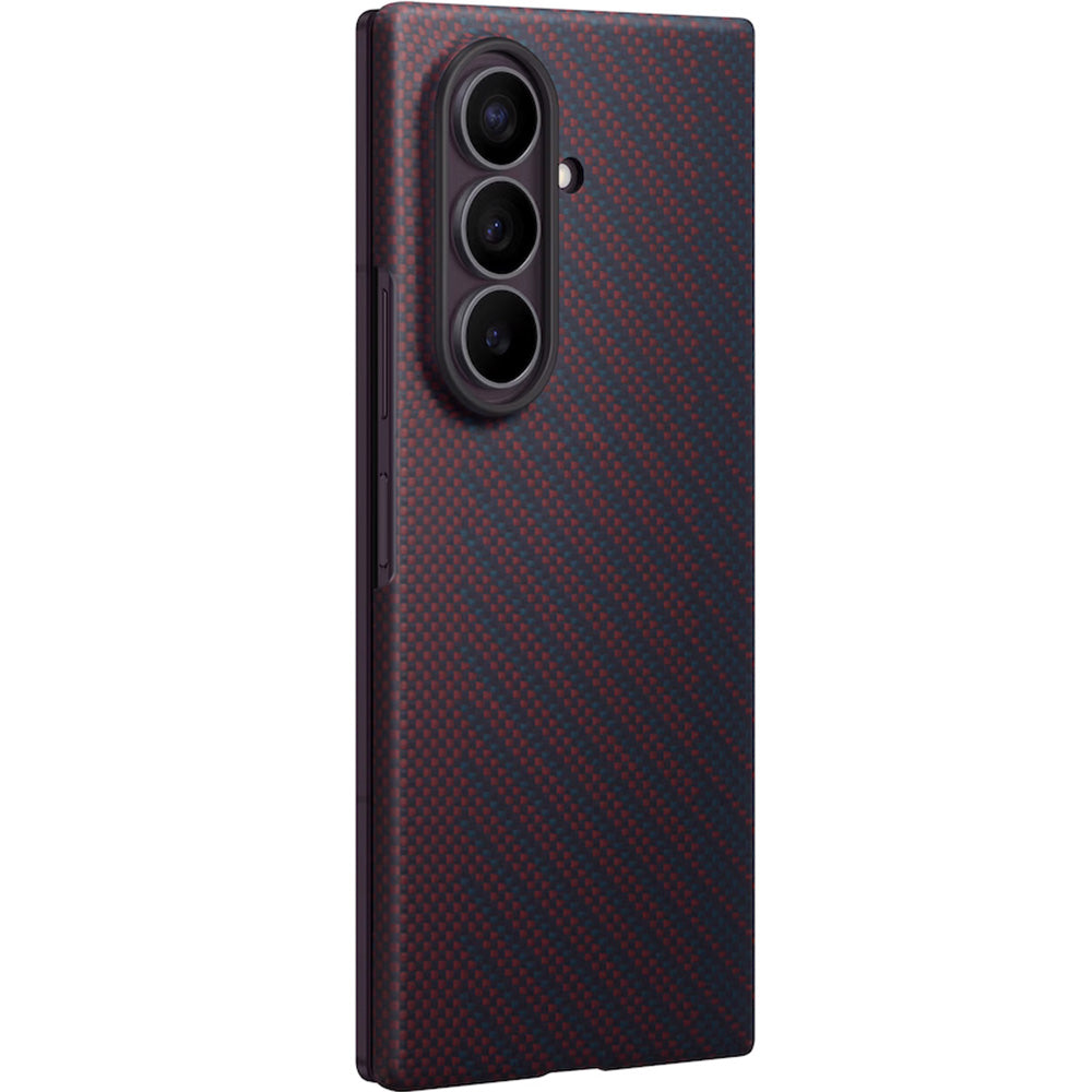 Handyhülle und 2x Anti-Reflexionsfolie für Galaxy Z Fold8 Ultra, Samsung Carbon Magnet Case mit MagSafe, Rot