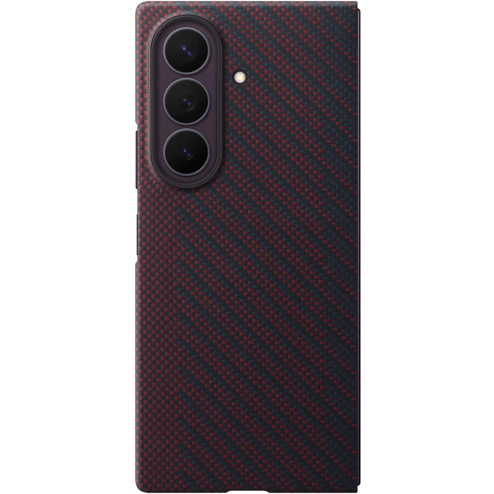 Handyhülle und 2x Anti-Reflexionsfolie für Galaxy Z Fold8 Ultra, Samsung Carbon Magnet Case mit MagSafe, Rot