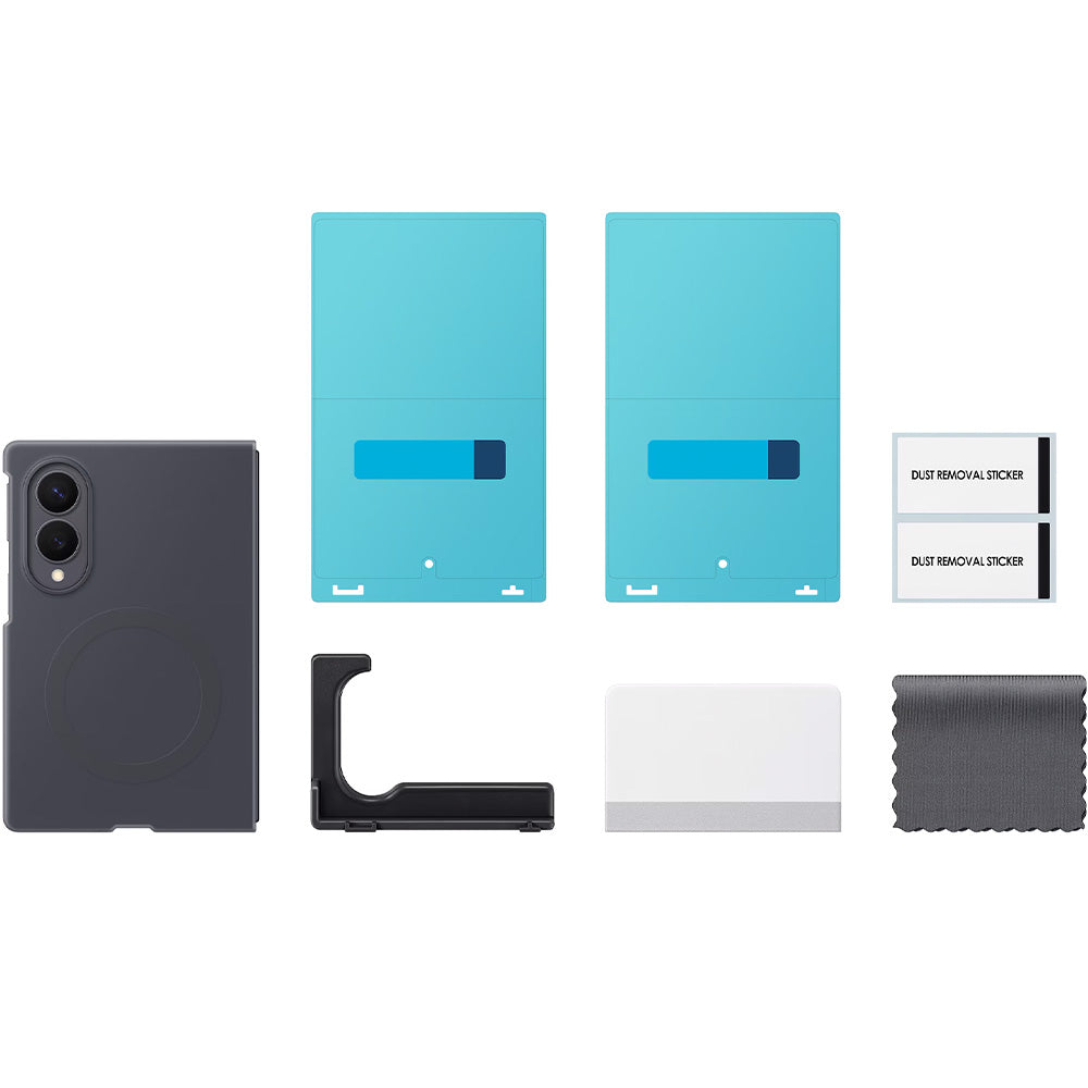 Handyhülle und 2x Anti-Reflexionsfolie für Galaxy Z Fold8, Samsung Silicone Magnet Case mit MagSafe, Graphit