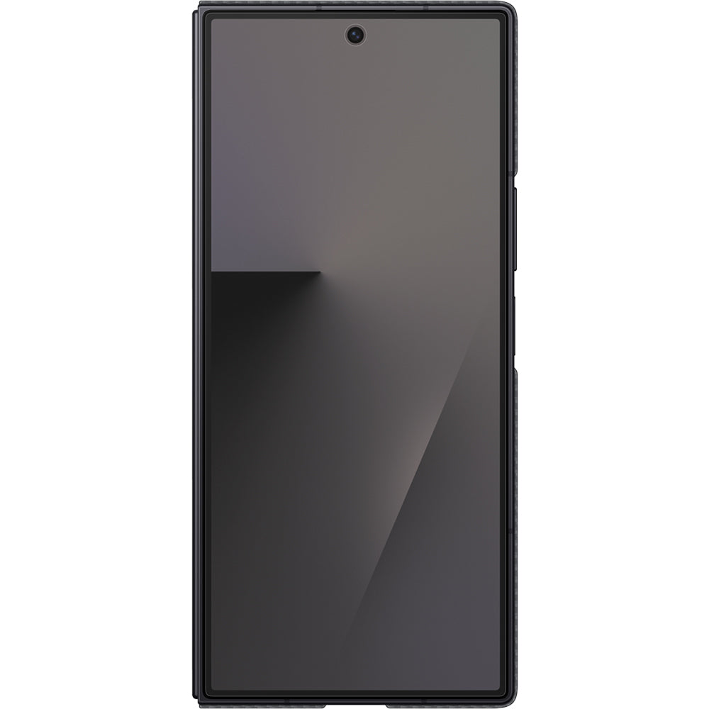 Handyhülle mit Standfunktion und 2x Anti-Reflexionsfolie für Galaxy Z Fold7, Samsung Carbon Shield Case, Schwarz