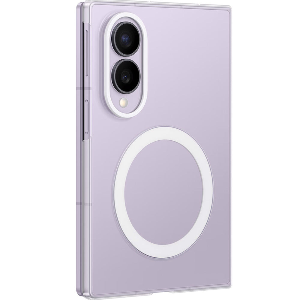 Handyhülle und 2x Anti-Reflexionsfolie für Galaxy Z Fold8, Samsung Clear Magnet Case mit MagSafe, Transparent-Weiß