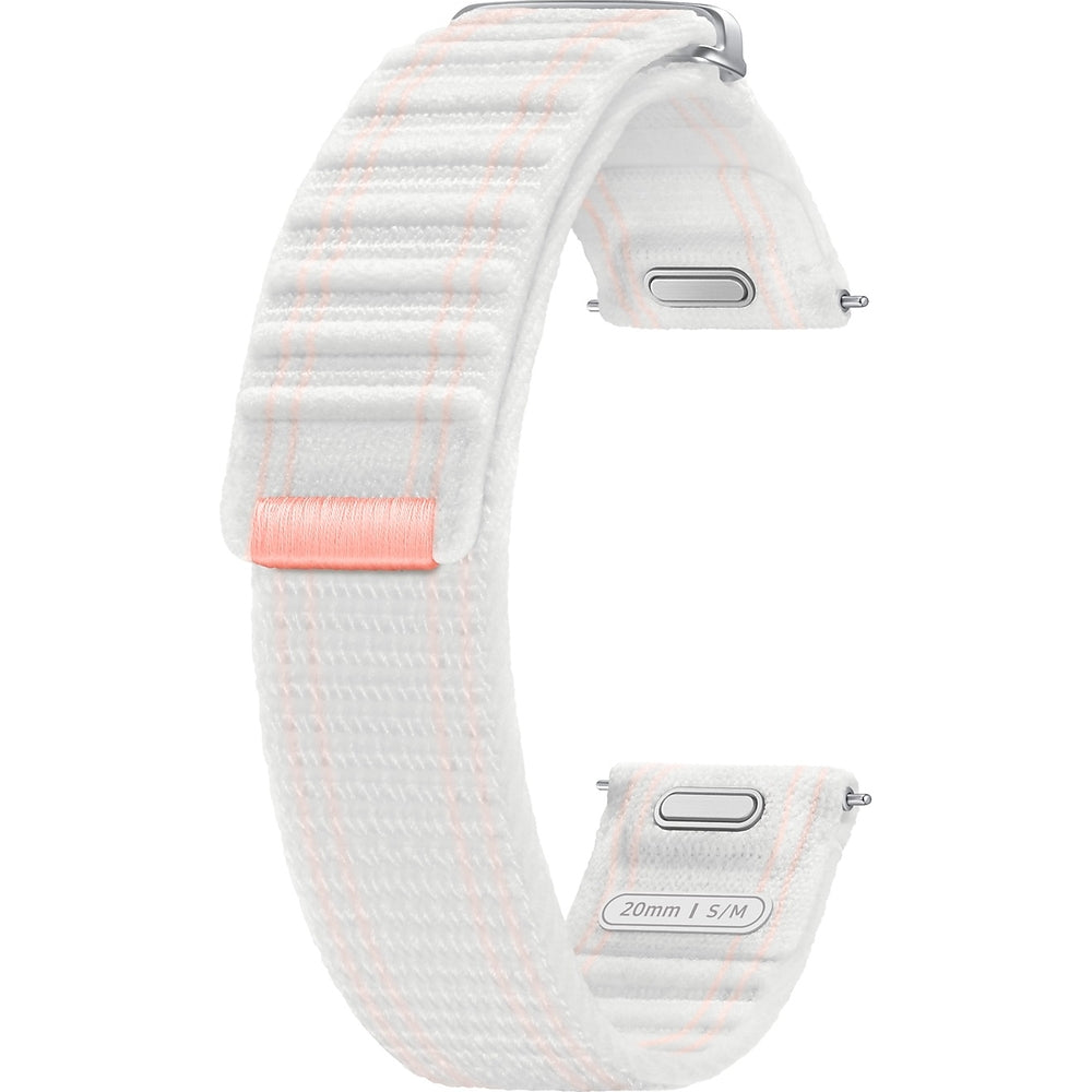 Armband für Galaxy Watch 7 / FE / 6 / 5 Pro / 5 / 4, Samsung Fabric Band, Weiß und Rosa