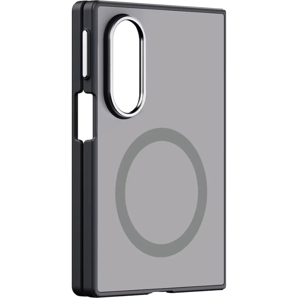 Handyhülle für Galaxy Z Fold8, Samsung Mirror Magnet Case, mit MagSafe, Silber mit schwarzem Rahmen