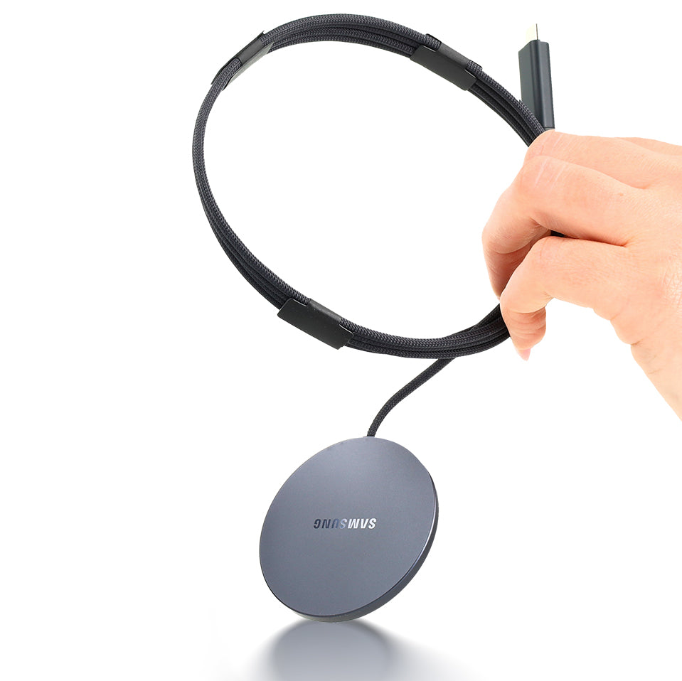 Induktionsladegerät mit Qi2.2 25W für MagSafe / MPP, Samsung Magnet Wireless Charger, USB-C Nylonkabel, Schwarz