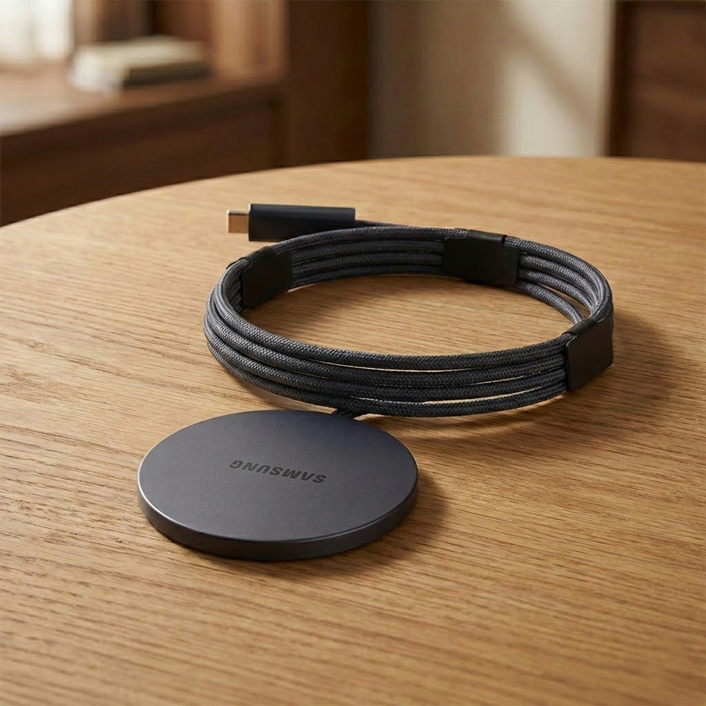 Induktionsladegerät mit Qi2.2 25W + Netzladegerät 45W, Samsung Magnet Wireless Charger, für MagSafe / MPP, USB-C Nylonkabel, Schwarz