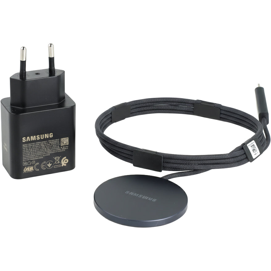 Induktionsladegerät mit Qi2.2 25W + Netzladegerät 45W, Samsung Magnet Wireless Charger, für MagSafe / MPP, USB-C Nylonkabel, Schwarz