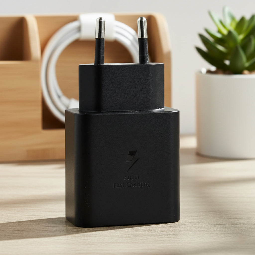 Induktionsladegerät mit Qi2.2 25W + Netzladegerät 45W, Samsung Magnet Wireless Charger, für MagSafe / MPP, USB-C Nylonkabel, Schwarz