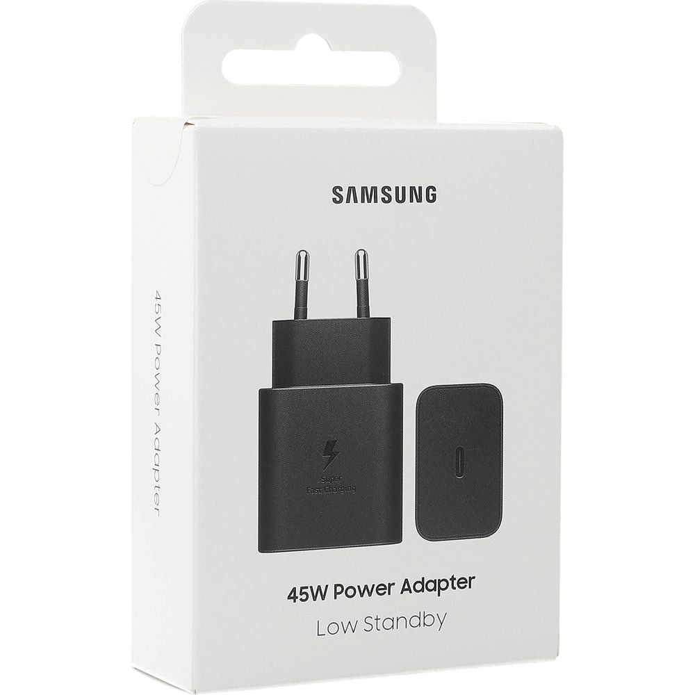 Wandladegerät GaN USB-C 45W, PD, PPS, Samsung Power Adapter, Schwarz