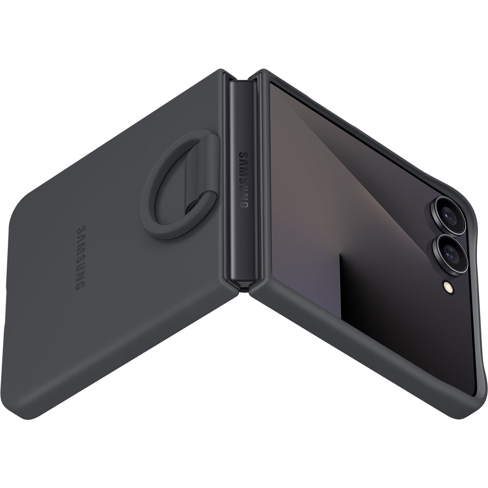 Handyhülle für Galaxy Z Flip7, Samsung Silicone Case Ring, Schwarz
