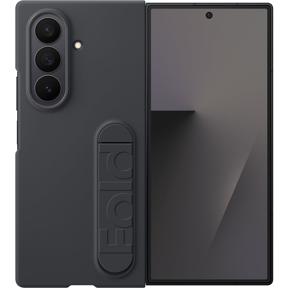 Handyhülle mit Standfunktion und 2x Anti-Reflexionsfolie für Galaxy Z Fold7, Samsung Silicone Case, Schwarz