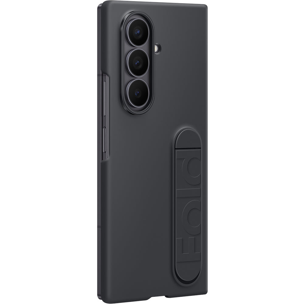 Handyhülle mit Standfunktion und 2x Anti-Reflexionsfolie für Galaxy Z Fold7, Samsung Silicone Case, Schwarz