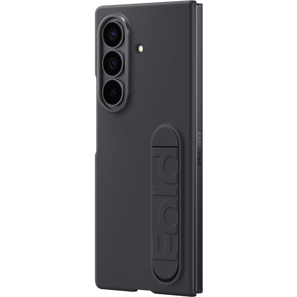 Handyhülle mit Standfunktion und 2x Anti-Reflexionsfolie für Galaxy Z Fold7, Samsung Silicone Case, Schwarz