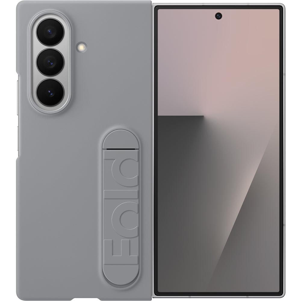 Handyhülle mit Standfunktion und 2x Anti-Reflexionsfolie für Galaxy Z Fold7, Samsung Silicone Case, Grau