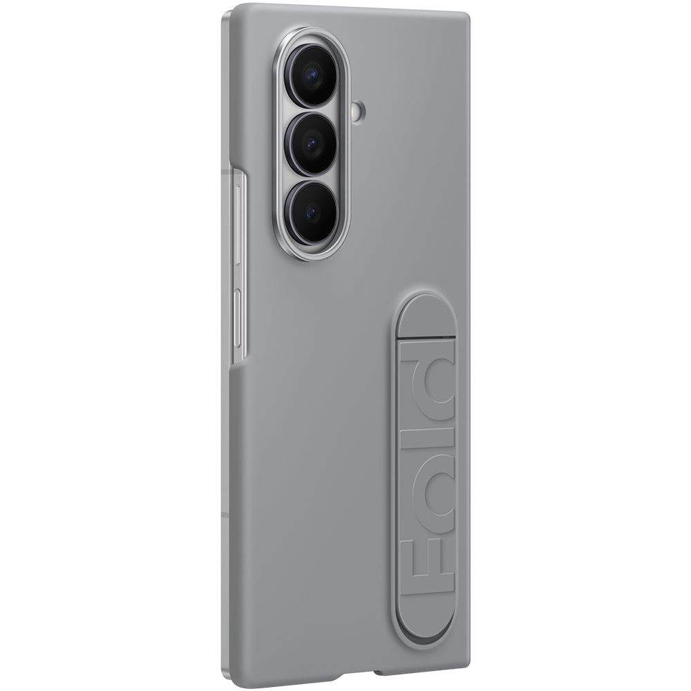 Handyhülle mit Standfunktion und 2x Anti-Reflexionsfolie für Galaxy Z Fold7, Samsung Silicone Case, Grau