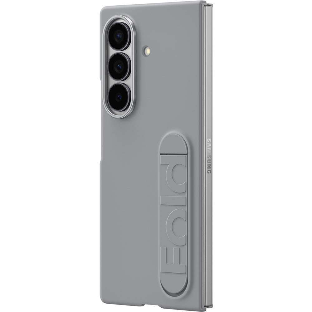 Handyhülle mit Standfunktion und 2x Anti-Reflexionsfolie für Galaxy Z Fold7, Samsung Silicone Case, Grau