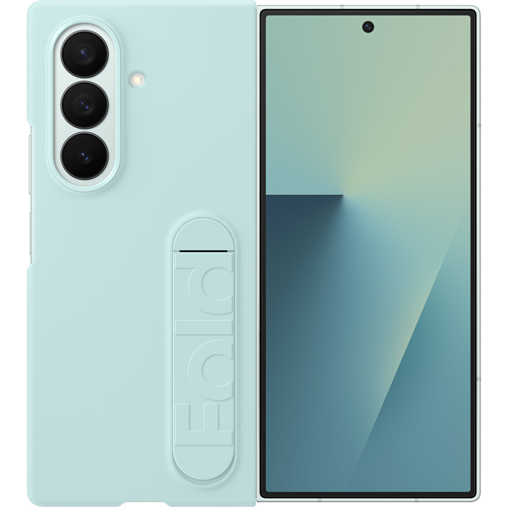 Handyhülle mit Standfunktion und 2x Anti-Reflexionsfolie für Galaxy Z Fold7, Samsung Silicone Case, Minze