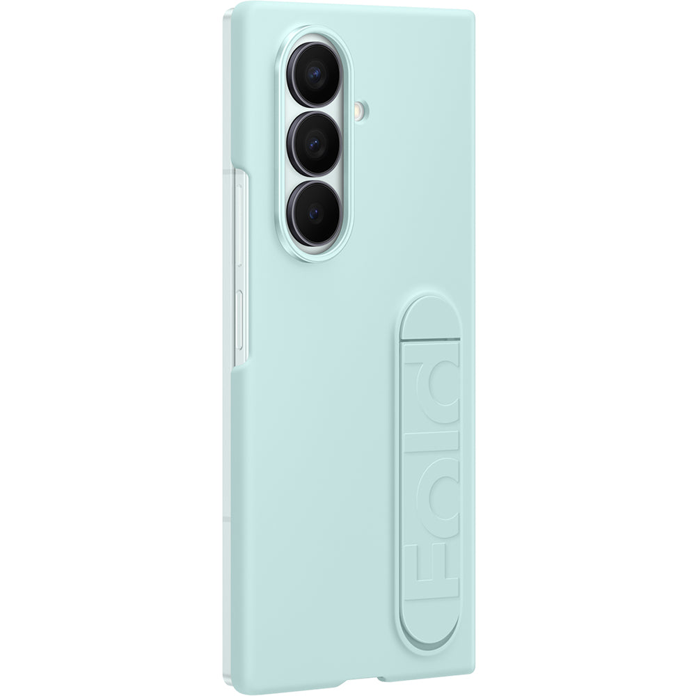 Handyhülle mit Standfunktion und 2x Anti-Reflexionsfolie für Galaxy Z Fold7, Samsung Silicone Case, Minze