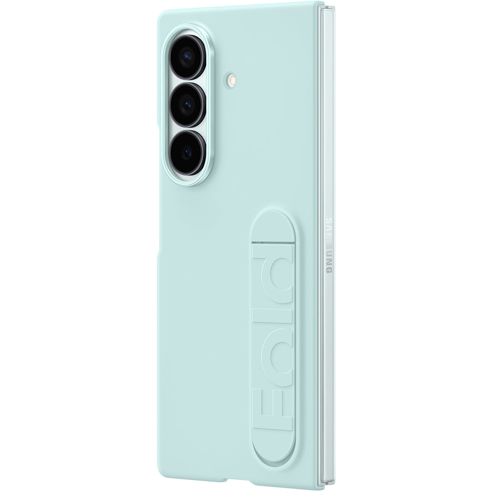 Handyhülle mit Standfunktion und 2x Anti-Reflexionsfolie für Galaxy Z Fold7, Samsung Silicone Case, Minze
