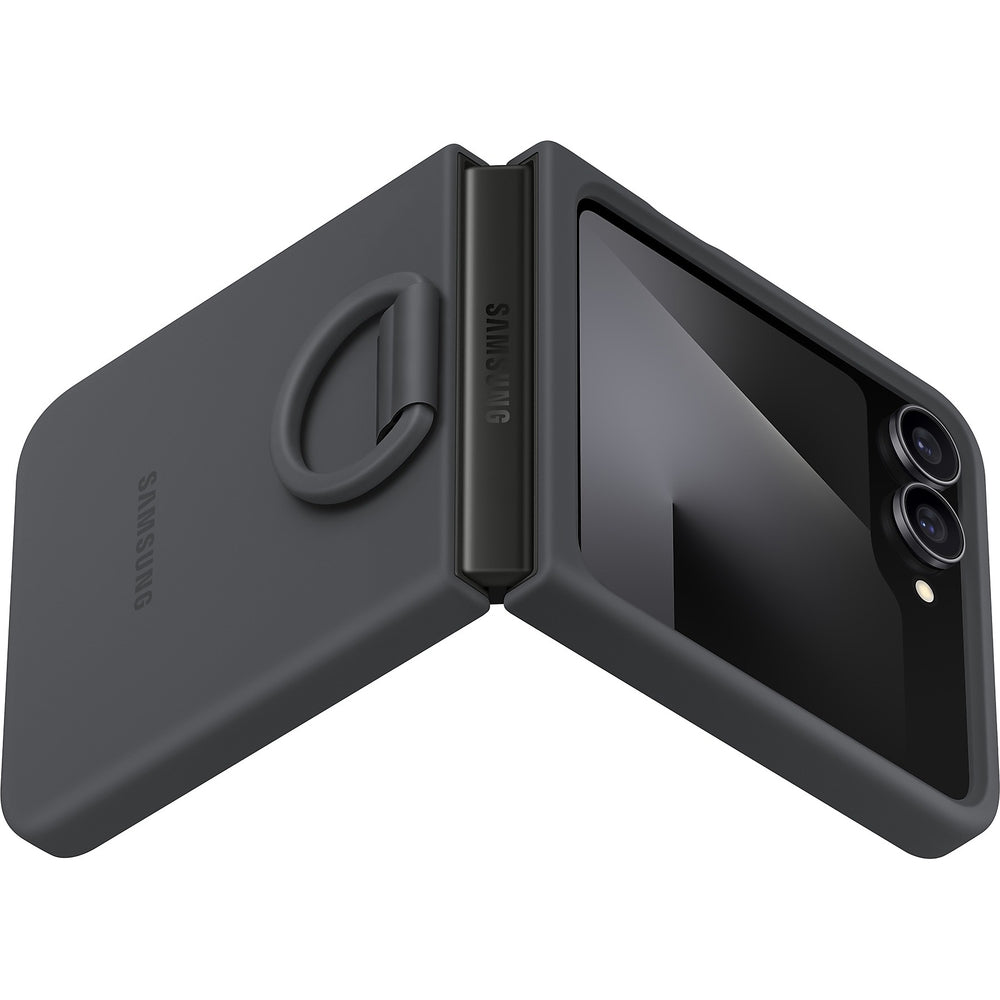 Handyhülle für Galaxy Z Flip7 FE, Samsung Silicone Case Ring, Schwarz