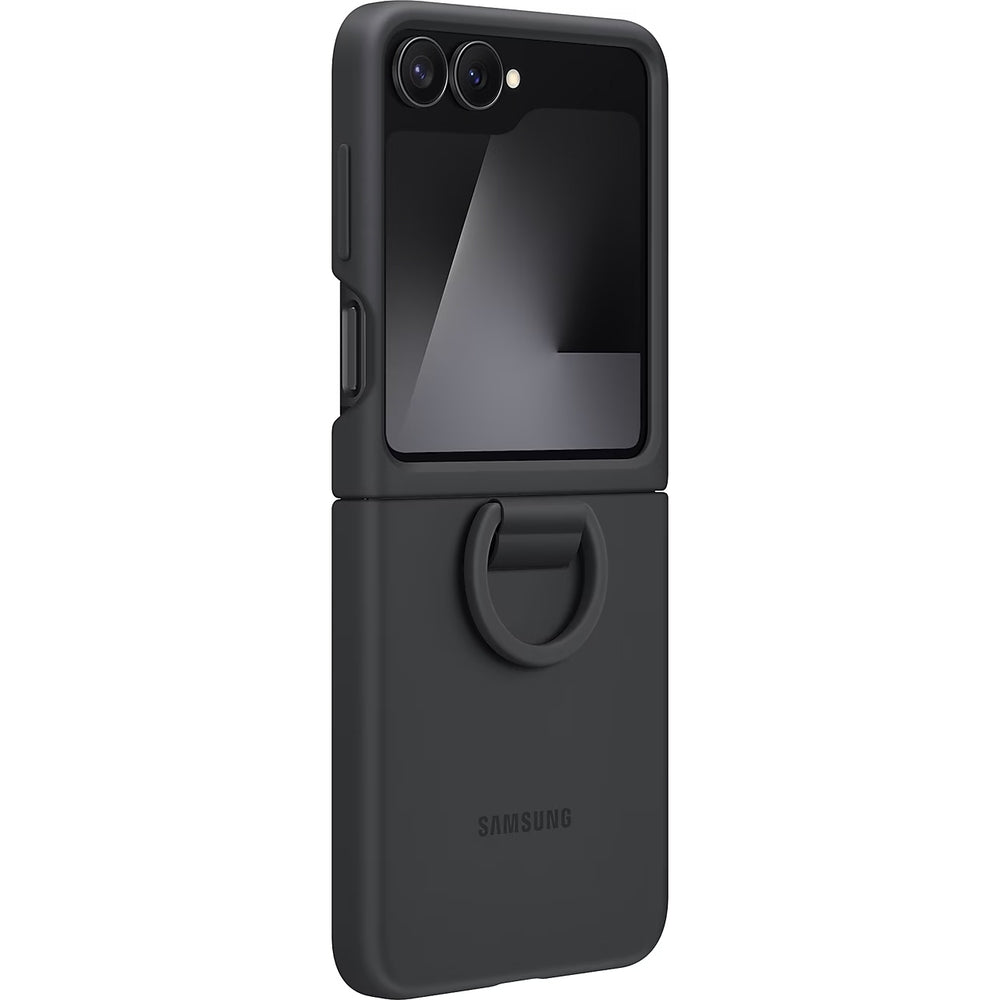 Handyhülle für Galaxy Z Flip7 FE, Samsung Silicone Case Ring, Schwarz