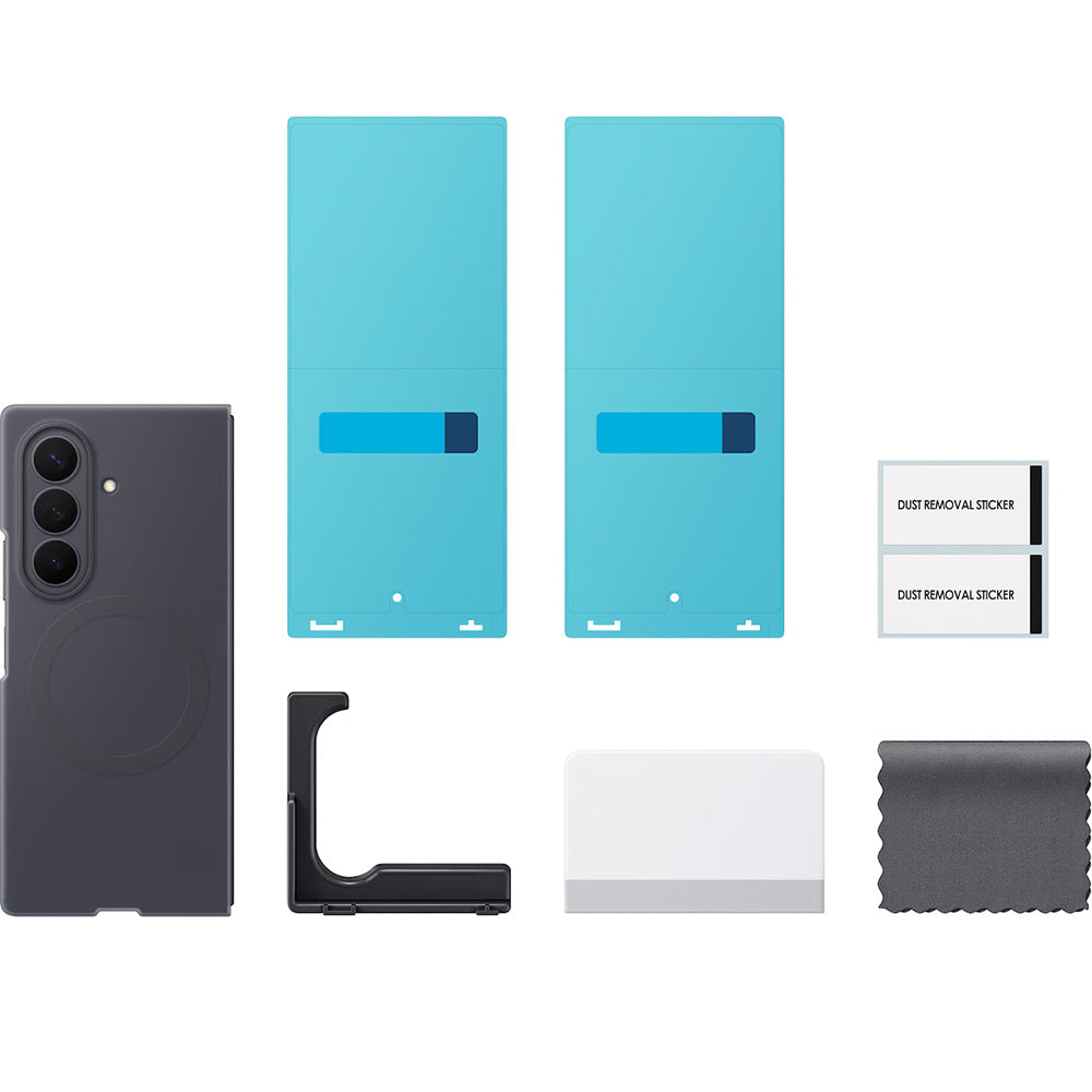 Handyhülle und 2x Anti-Reflexionsfolie für Galaxy Z Fold8 Ultra, Samsung Silicone Magnet Case mit MagSafe, Graphit