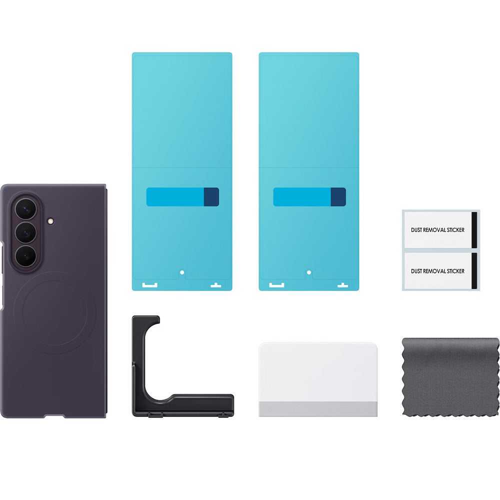 Handyhülle und 2x Anti-Reflexionsfolie für Galaxy Z Fold8 Ultra, Samsung Silicone Magnet Case mit MagSafe, Violett