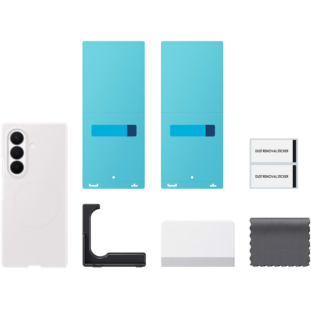 Handyhülle und 2x Anti-Reflexionsfolie für Galaxy Z Fold8 Ultra, Samsung Silicone Magnet Case mit MagSafe, Weiß