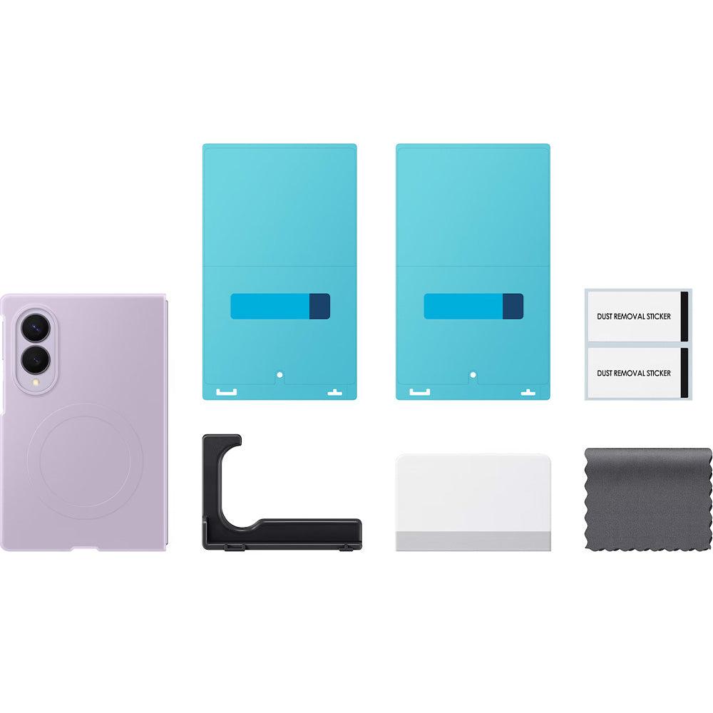 Handyhülle und 2x Anti-Reflexionsfolie für Galaxy Z Fold8, Samsung Silicone Magnet Case mit MagSafe, Violett
